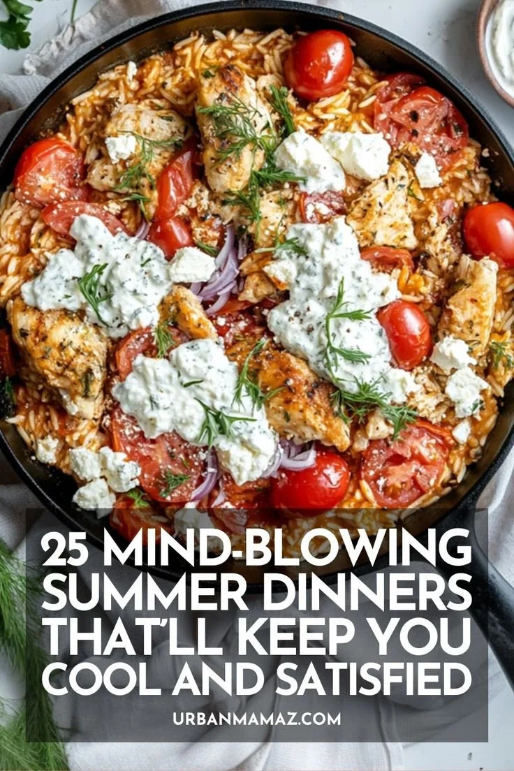 A colorful plate of easy summer dinners featuring grilled vegetables and chicken.