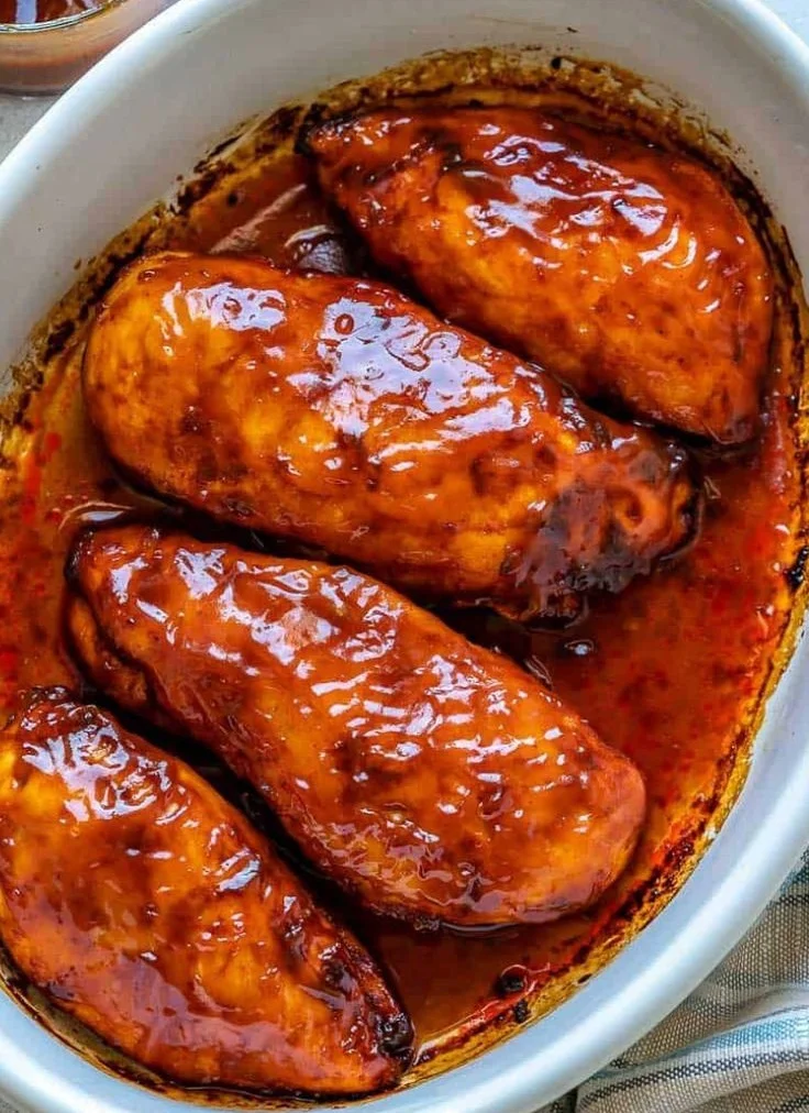 30 Minute BBQ Baked Chicken Breasts served on a plate
