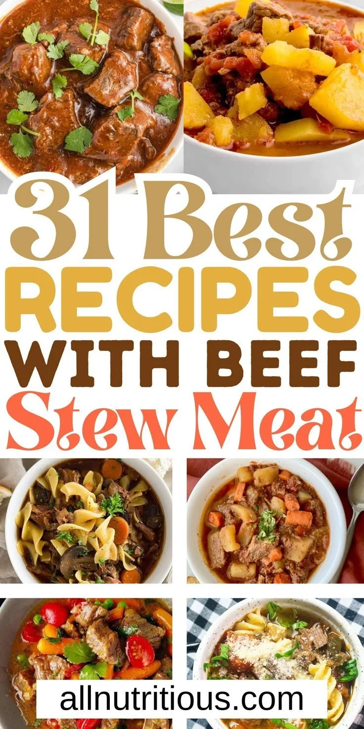 Delicious beef stew served in a bowl with vegetables on the side