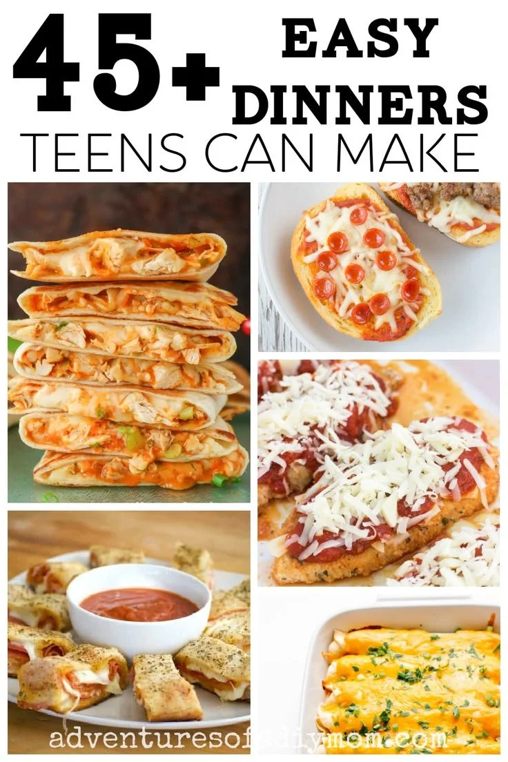 Easy teen dinner ideas including pizza and other quick meals for teens to make