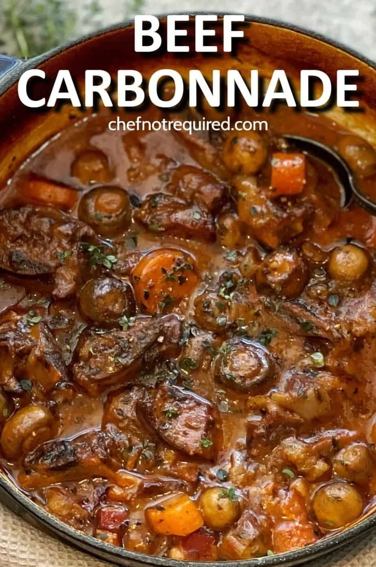Delicious Beef Carbonnade Stew served in a rustic bowl