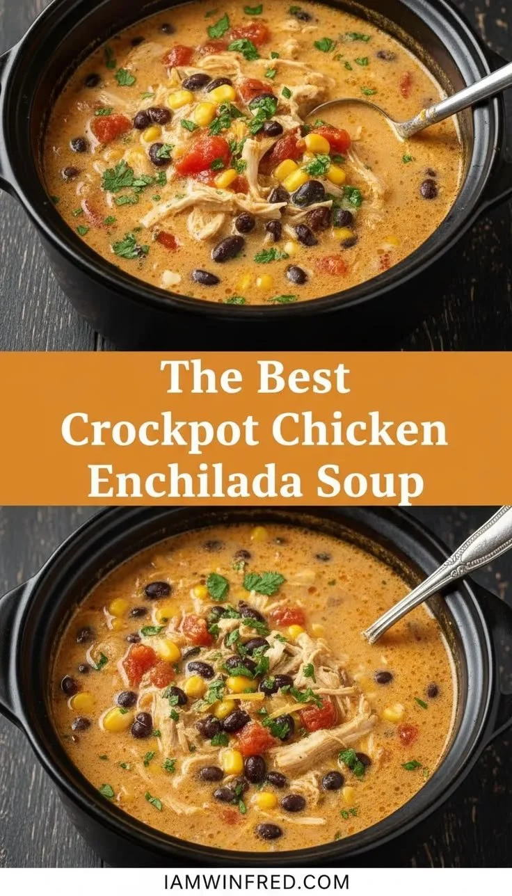 Delicious bowl of chicken enchilada soup made in a crockpot