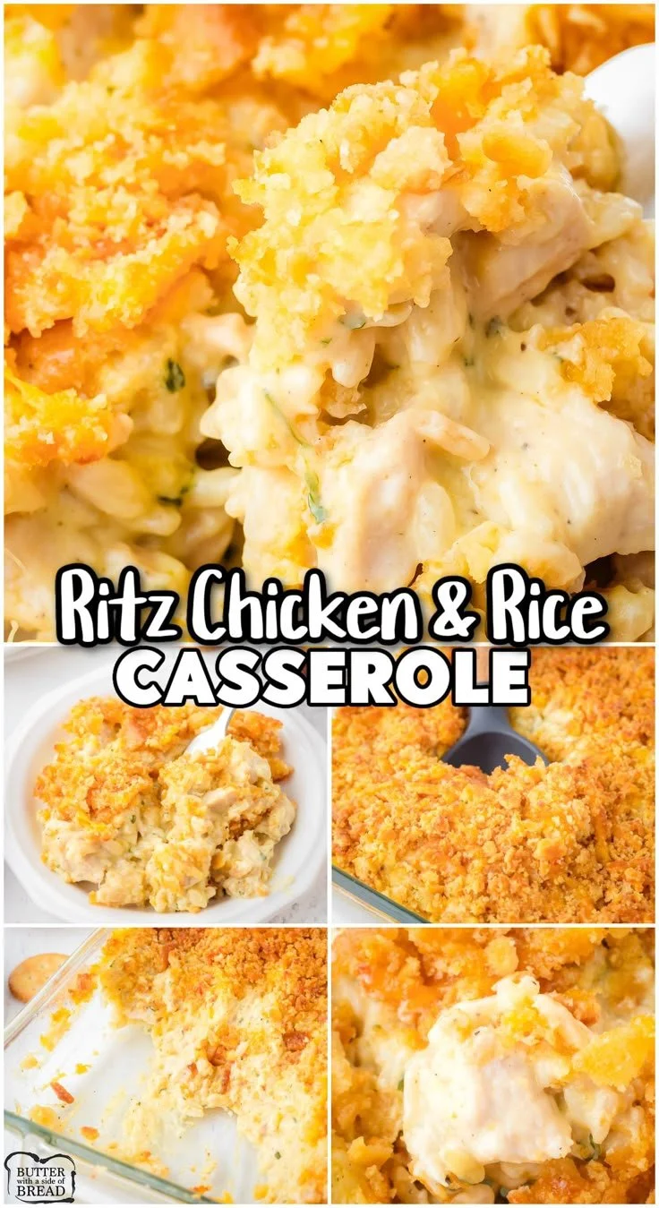 Delicious Ritz Chicken Casserole served in a baking dish