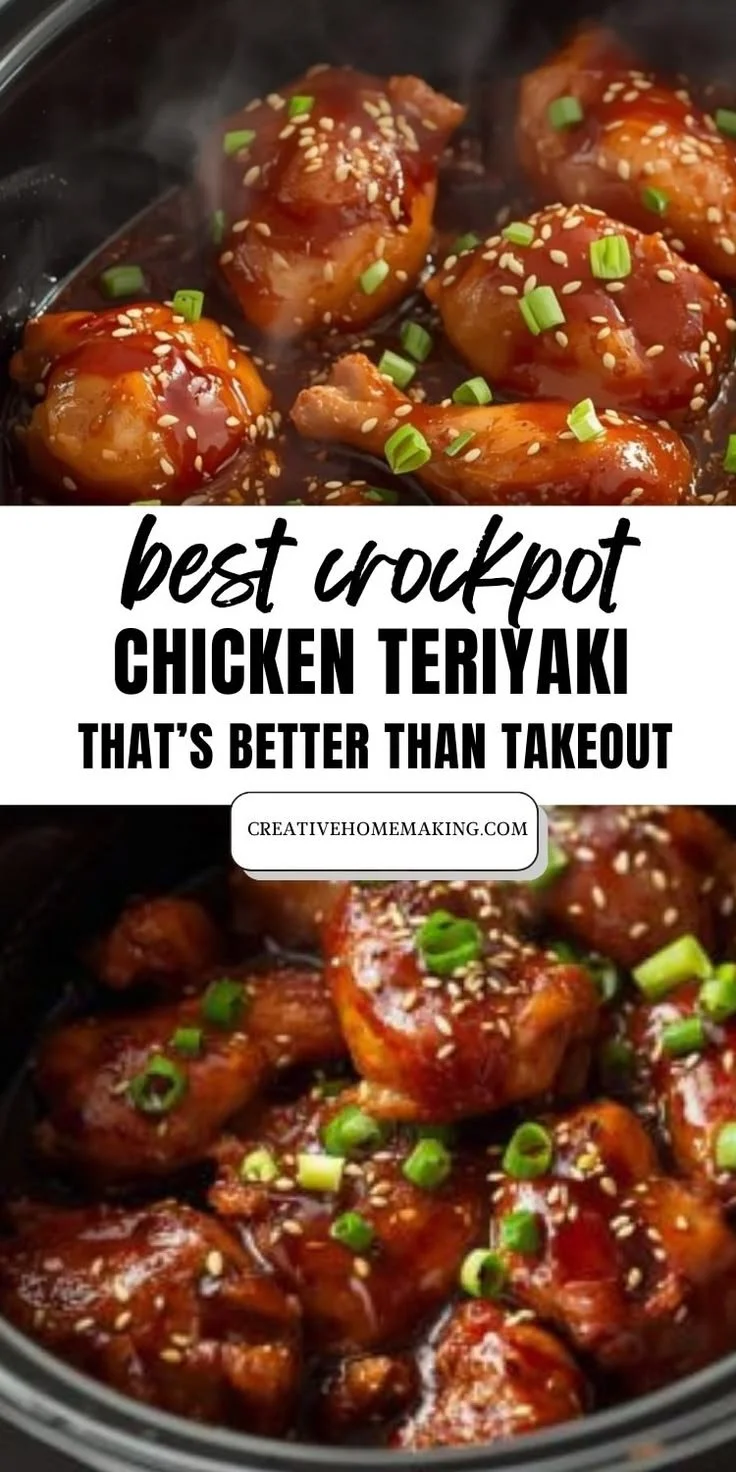 Healthy slow cooker teriyaki chicken served in a bowl with rice and vegetables