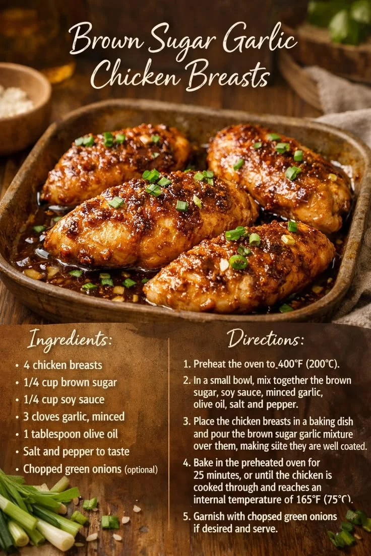 Brown Sugar Garlic Chicken Breasts served with vegetables