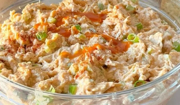 Delicious Buffalo Chicken Salad with fresh ingredients and spicy dressing
