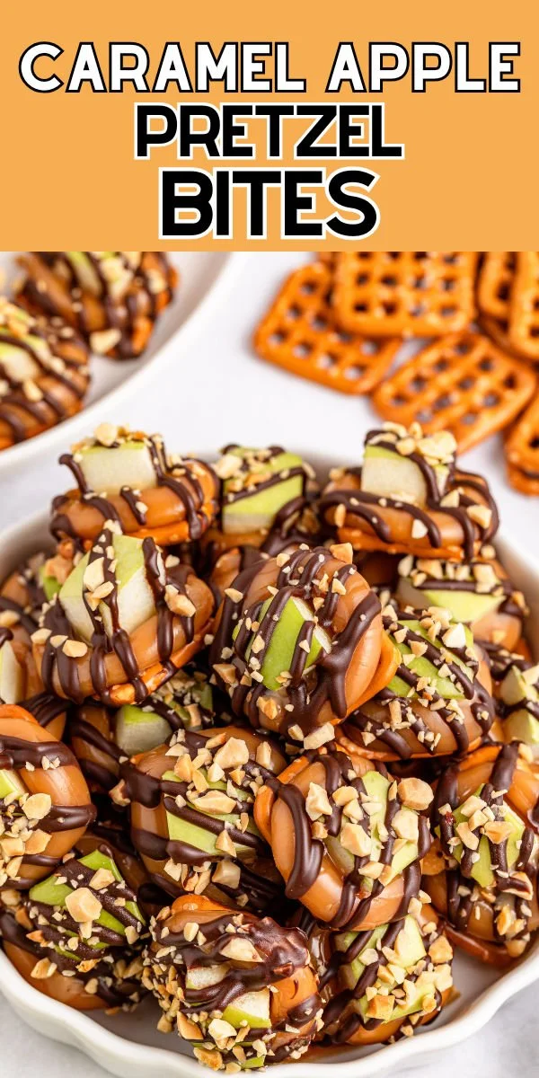 Delicious caramel apple pretzel bites with a sweet and salty flavor