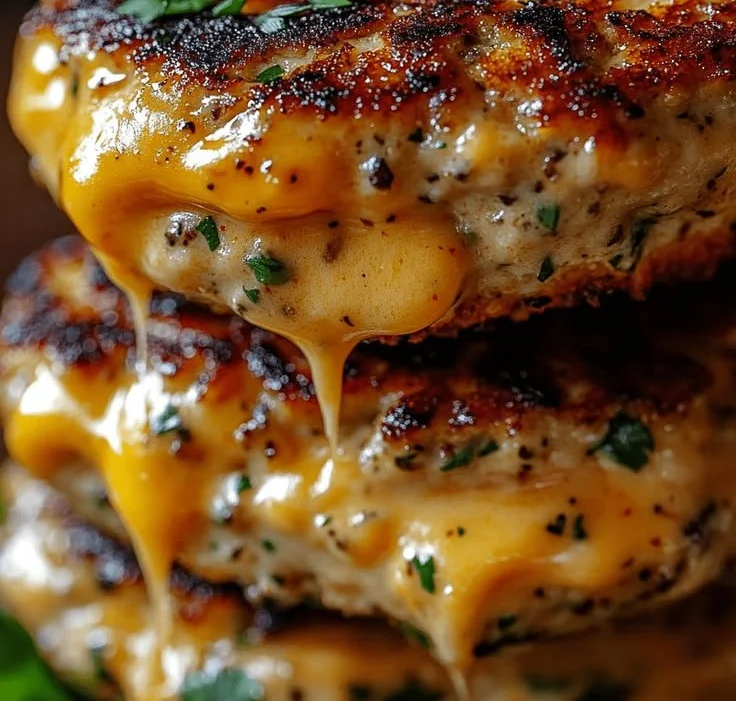 Delicious Cheddar Ranch Chicken Burgers served on a plate with fresh toppings