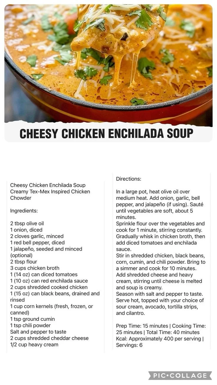 Bowl of cheesy chicken enchilada soup with toppings