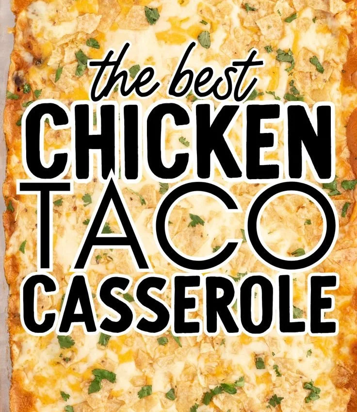 Cheesy chicken taco casserole dish served hot