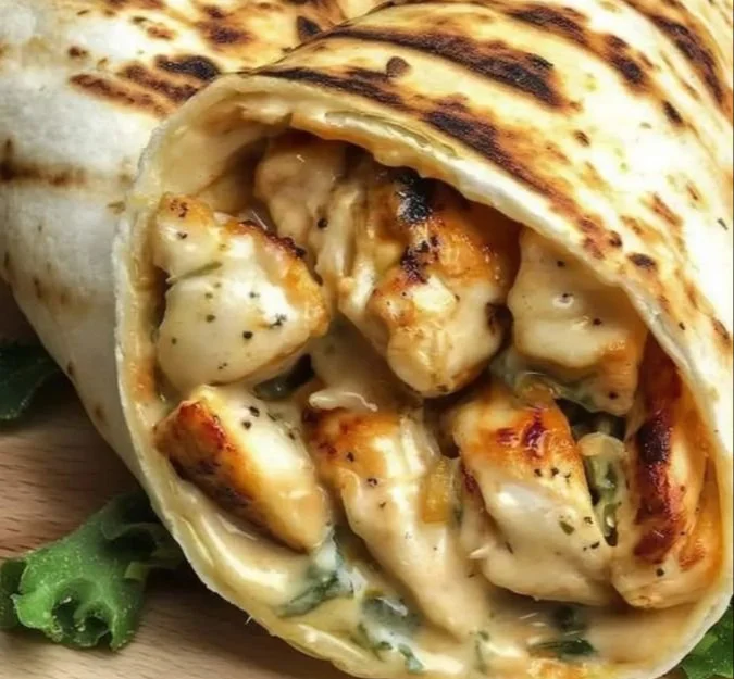 Cheesy garlic chicken rolls served fresh on a wooden plate
