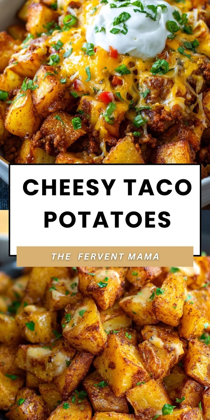 Cheesy taco potatoes topped with melted cheese and spices