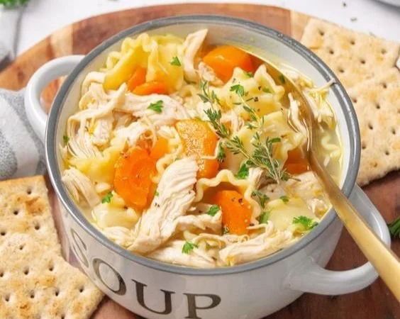 Delicious bowl of Chick Fil A chicken noodle soup recipe