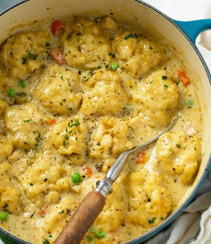 Delicious Chicken and Dumplings served in a bowl