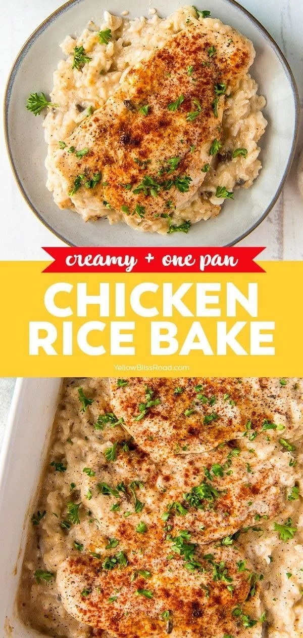 Delicious Chicken and Rice Bake served in a cozy dish.