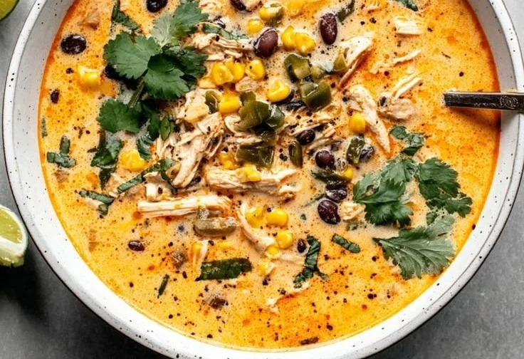 Delicious Chicken Poblano Soup with fresh ingredients and spices