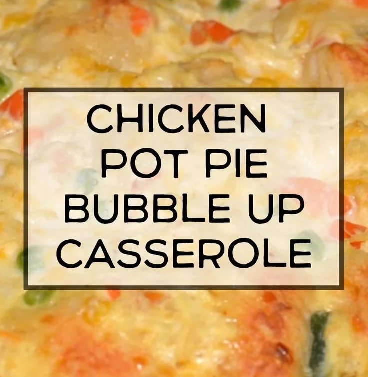 Delicious Chicken Pot Pie Bubble Up Casserole served in a dish.