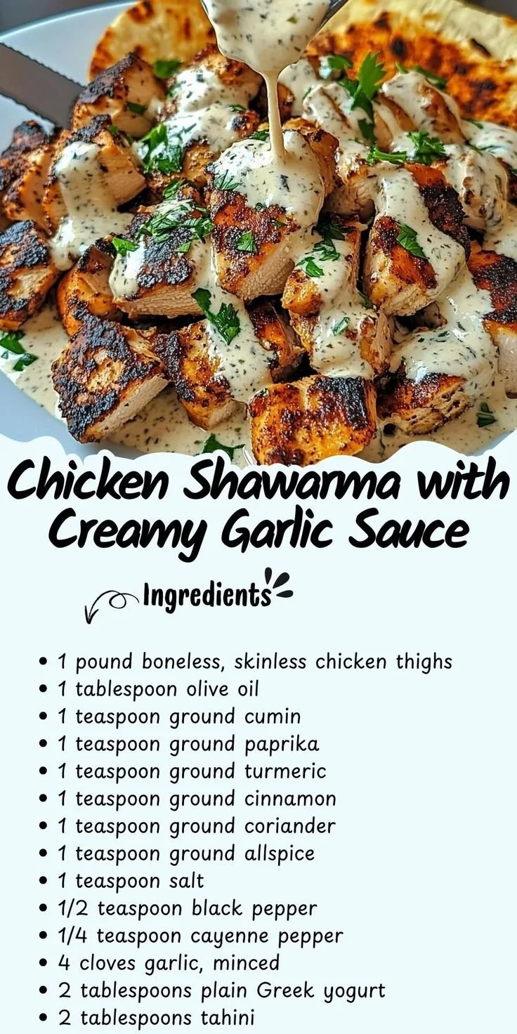 Delicious Chicken Shawarma served with creamy garlic sauce