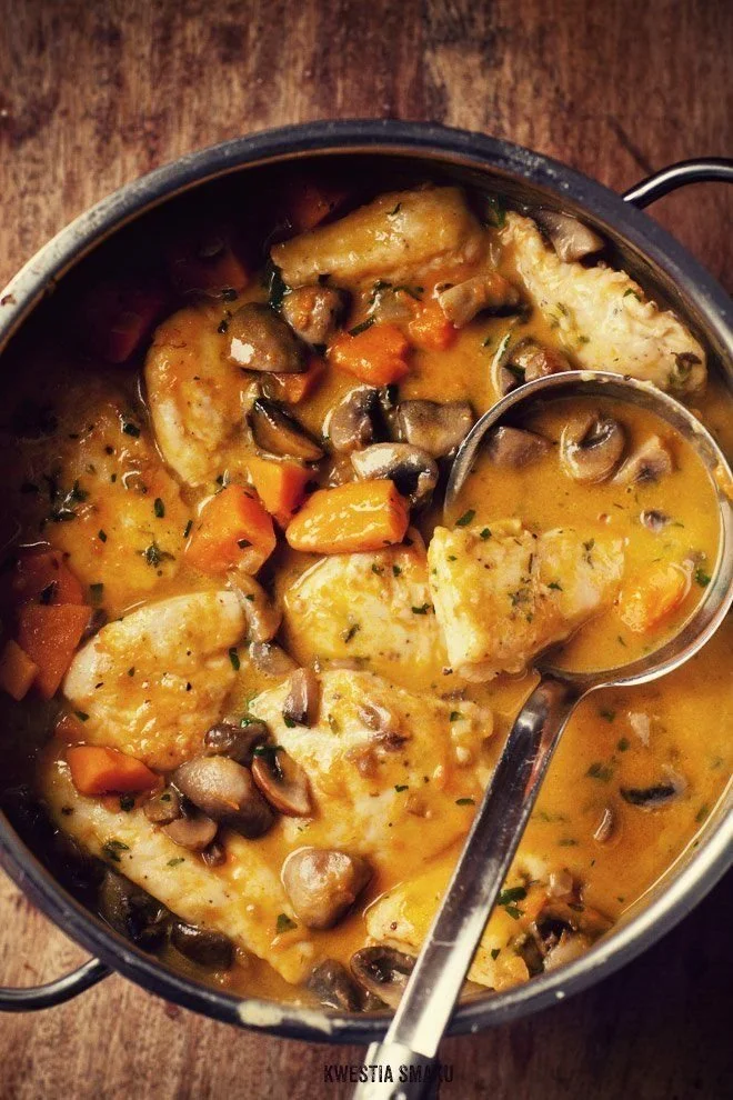 Delicious Chicken with Pumpkin and Mushrooms served on a plate
