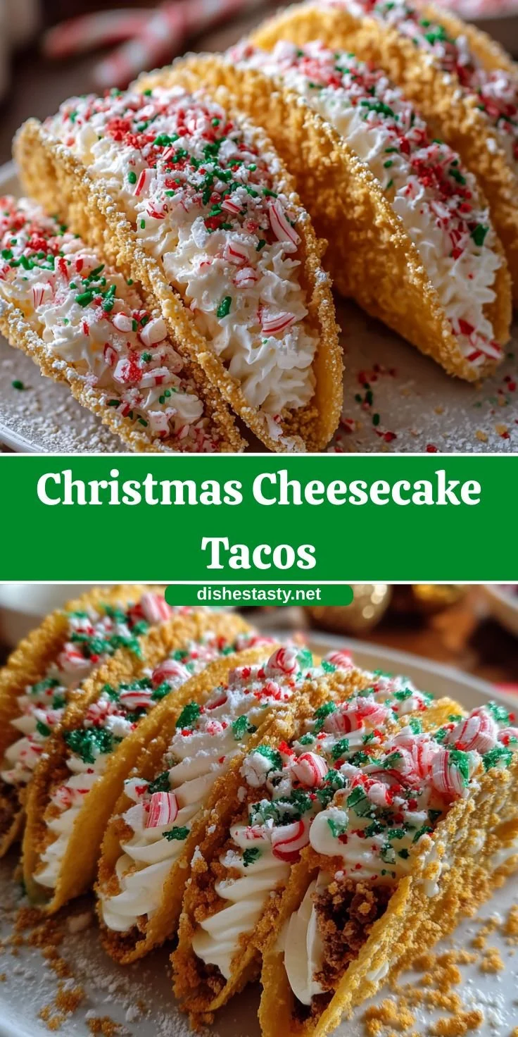 Festive Christmas Cheesecake Tacos topped with colorful sprinkles
