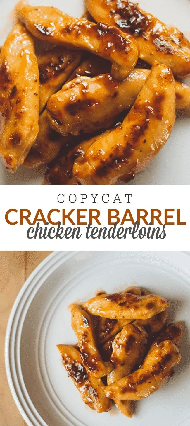 Delicious copycat Cracker Barrel chicken tenderloins on a grill