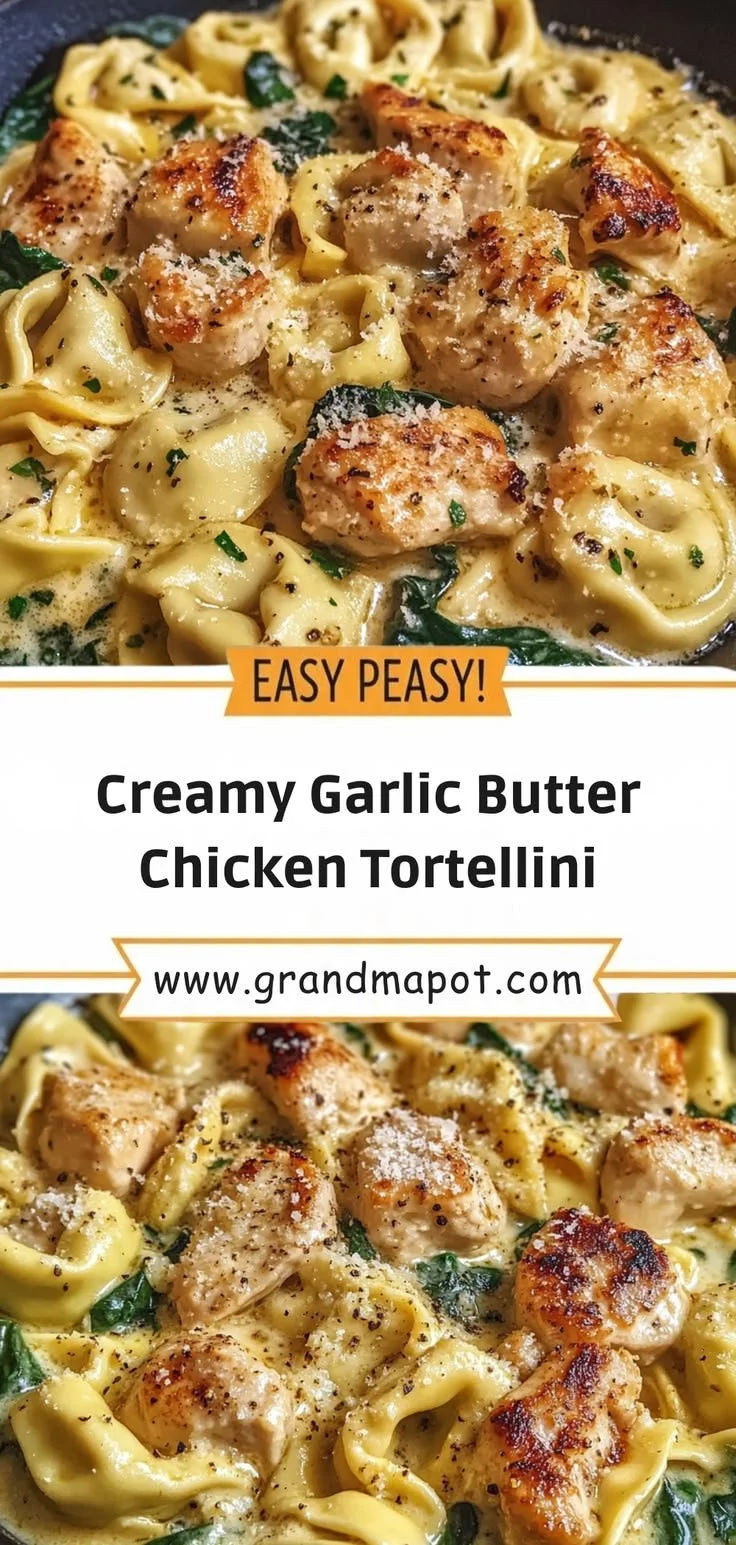 Creamy Garlic Butter Chicken Tortellini served in a bowl with fresh parsley