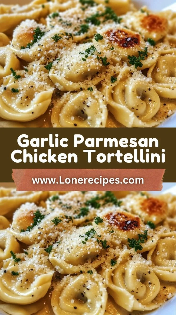 Creamy garlic parmesan chicken tortellini with seared chicken and broccoli