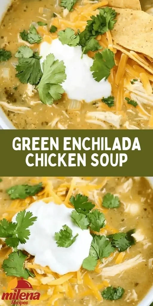 Creamy green enchilada chicken soup made in Instant Pot or slow cooker