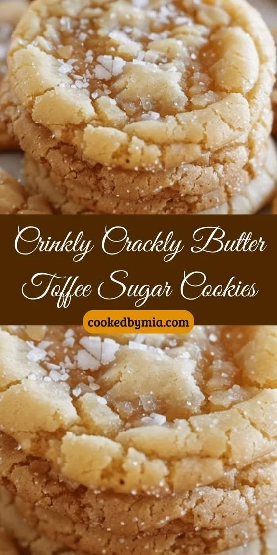 Crispy butter toffee sugar cookies on a plate, ready to enjoy.