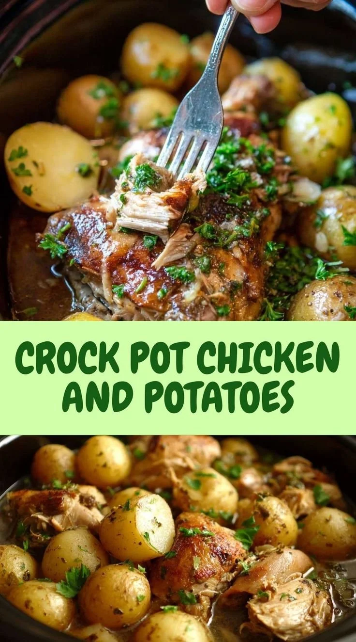 Delicious crock pot chicken and potatoes dish served in a bowl