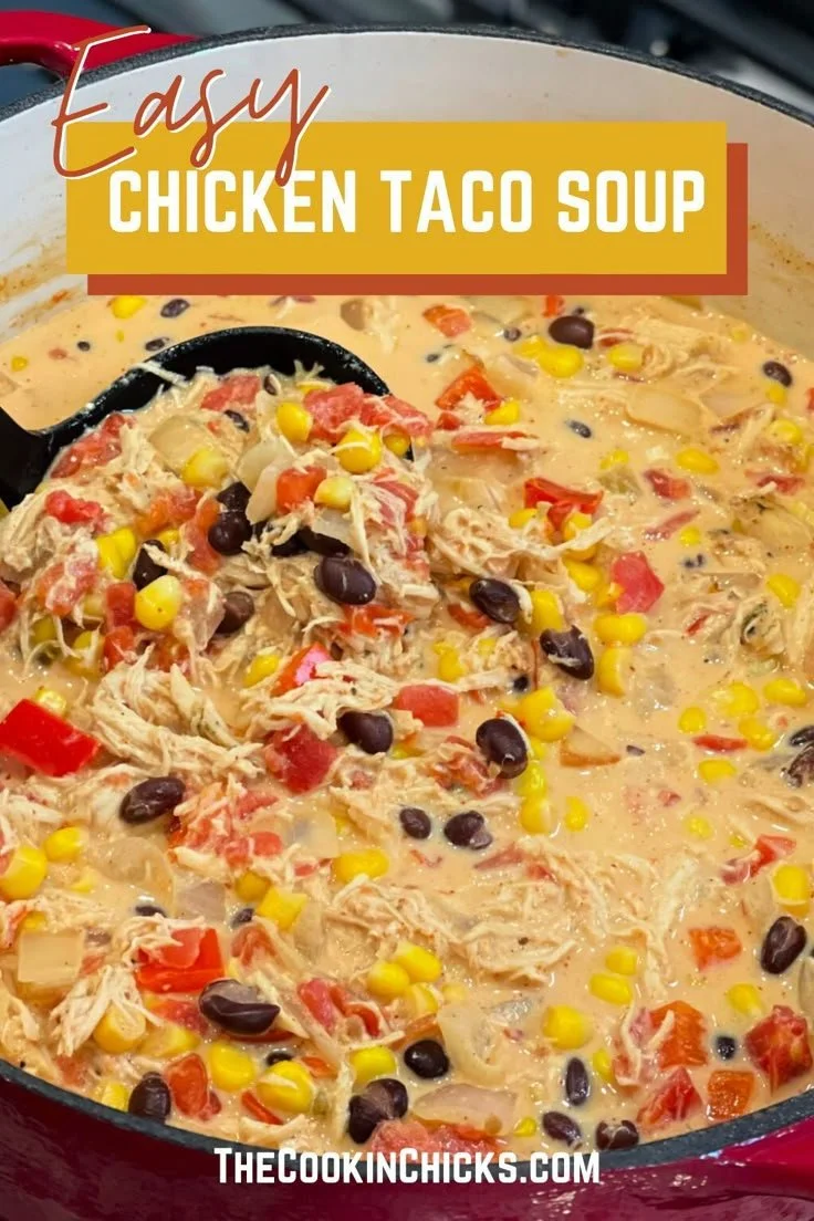 Delicious Chicken Taco Soup served in a bowl with toppings