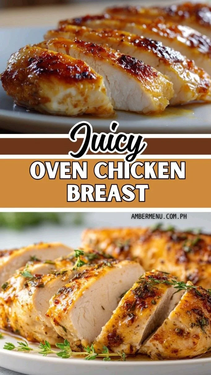 Juicy oven baked boneless skinless chicken breast on a plate