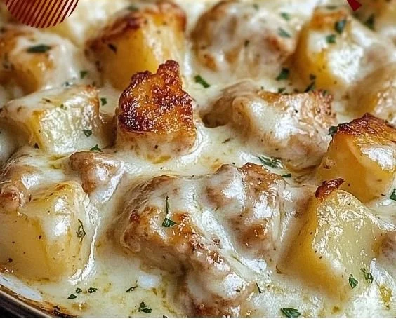 Garlic Parmesan Chicken and Potatoes cooked in a crockpot