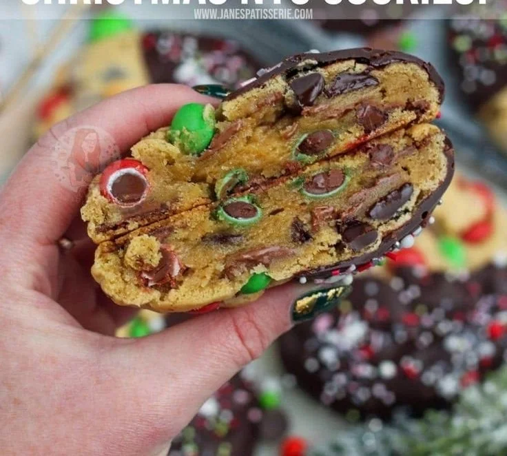 Giant Christmas Cookies | Gooey Christmas Cookies, Christmas M&M Cookies, Christmas Cookie Recipes
