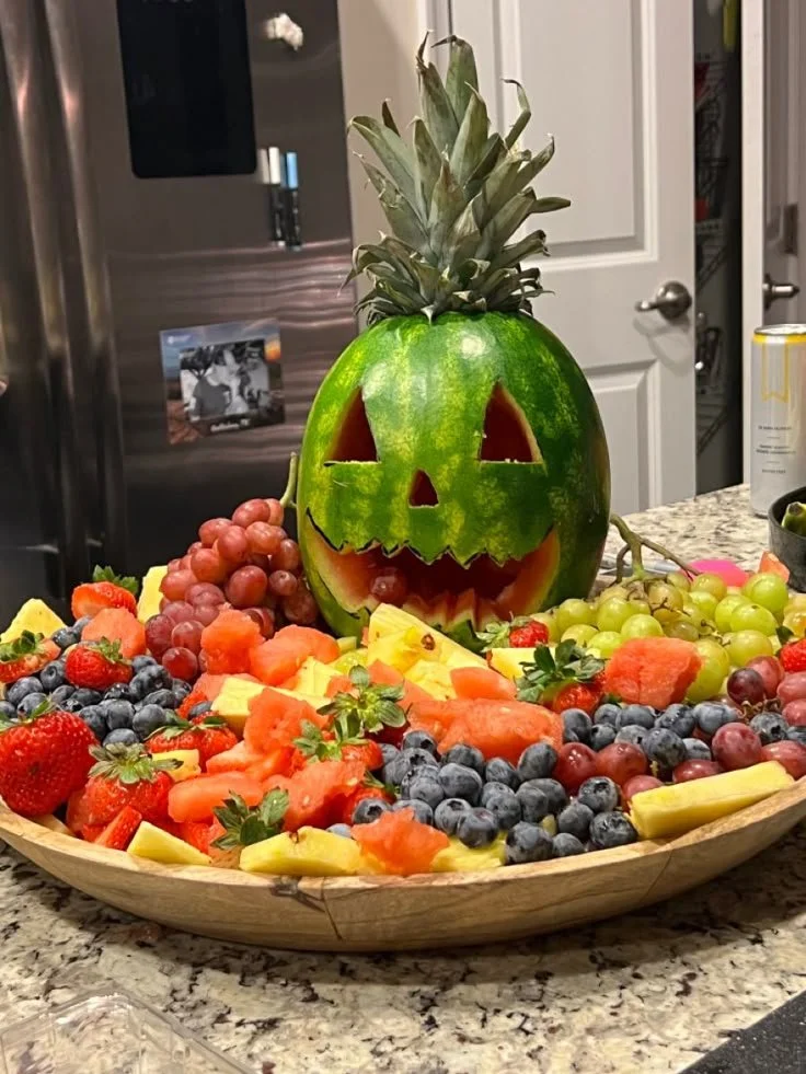 Spooky Halloween appetizers served on a festive table