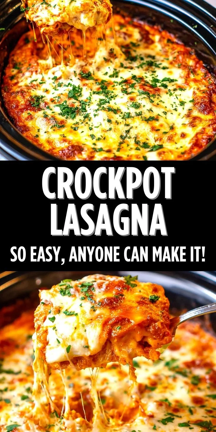 Delicious homemade Crockpot Lasagna served in a bowl with cheese and herbs