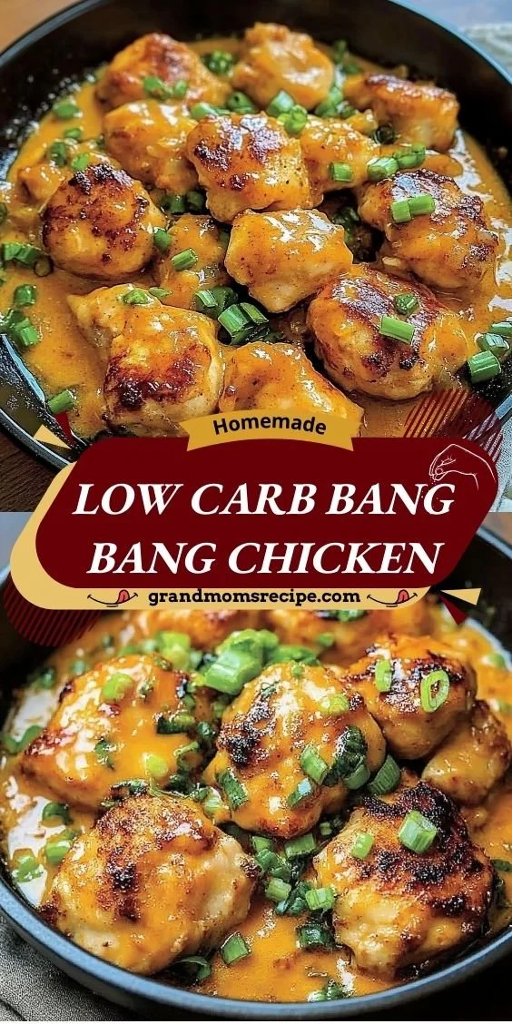 Delicious Low Carb Bang Bang Chicken served on plate with vegetables.