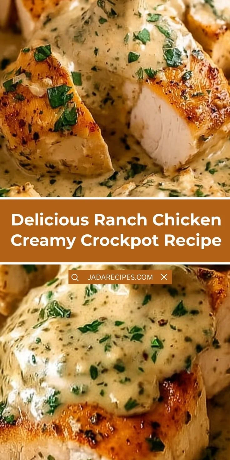 Creamy Ranch Chicken cooked in a crockpot with fresh herbs and spices