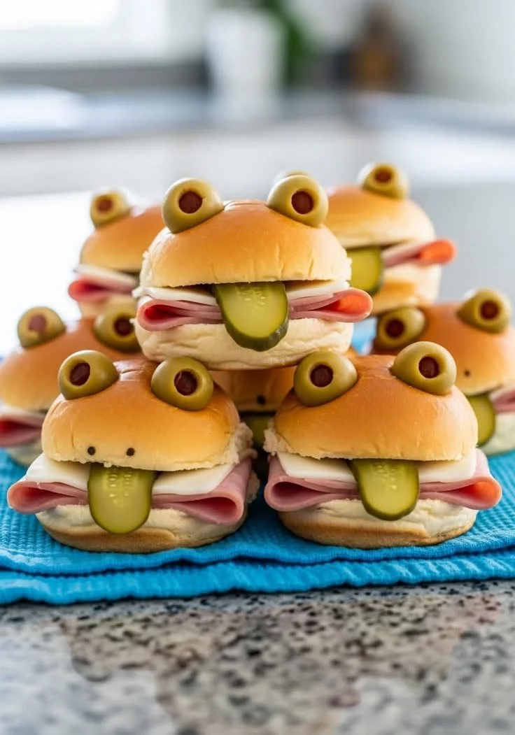 Fun froggy sliders for kids' lunch and parties.