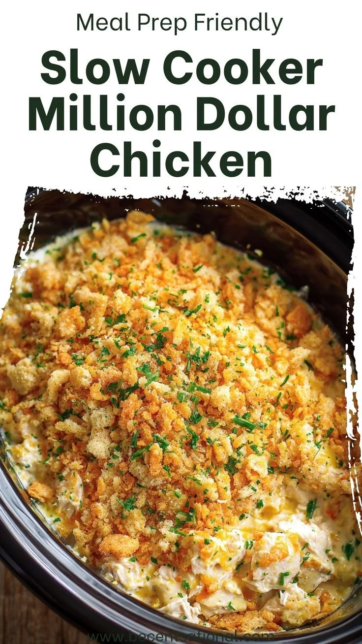 Delicious Slow Cooker Million Dollar Chicken served with fresh herbs