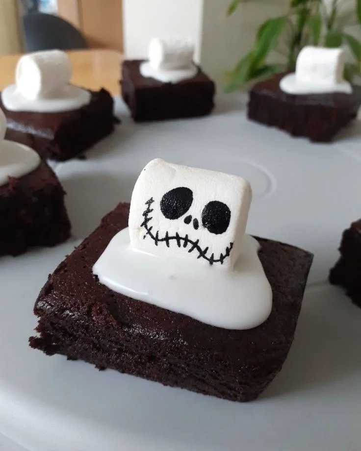 Delicious spooky brownies decorated for Halloween
