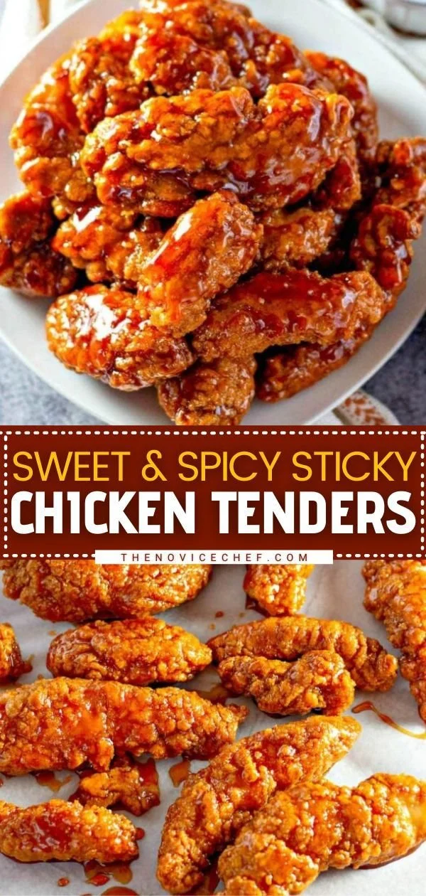 Delicious sticky chicken tenders served on a plate