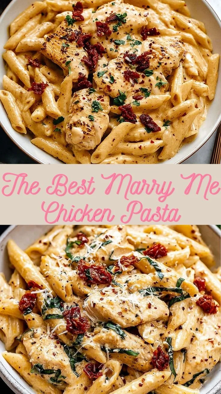 Delicious Marry Me Chicken pasta served in a bowl