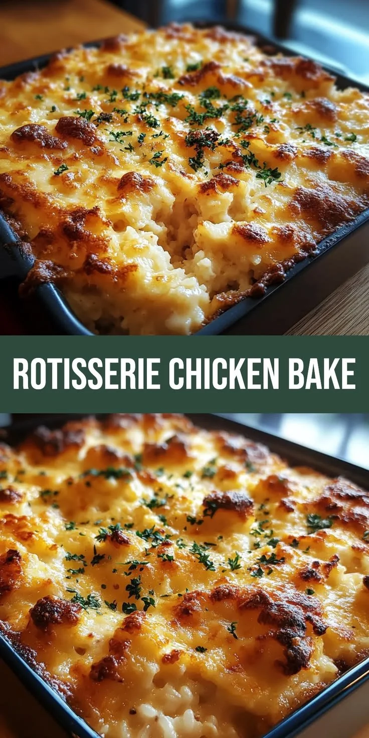 Easy rotisserie chicken rice bake recipe for a quick meal