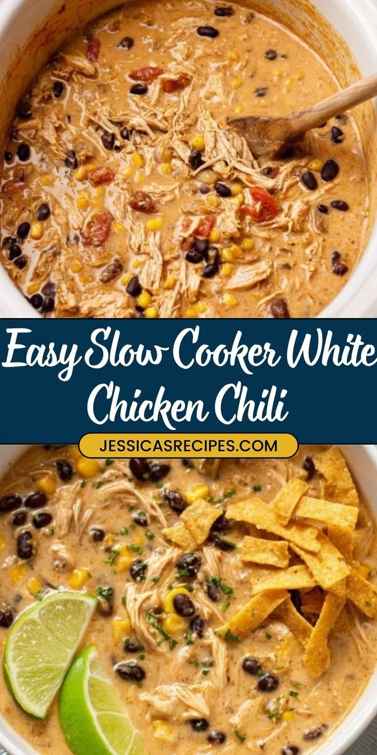 Creamy white chicken chili with cream cheese served in a bowl.