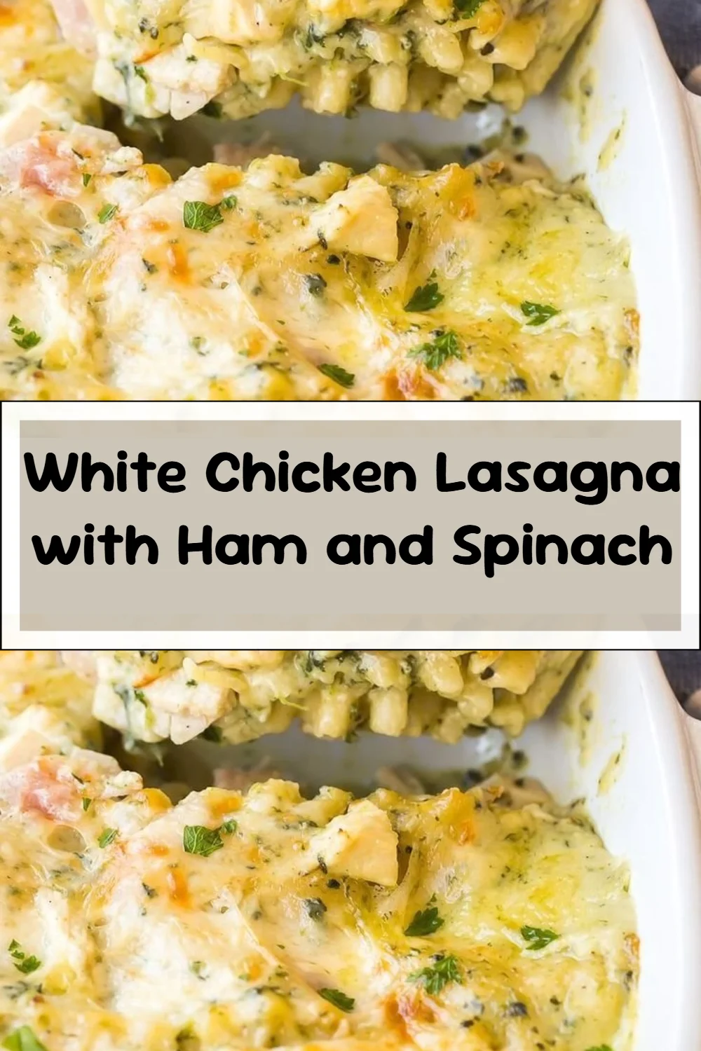 White Chicken Lasagna with Ham and Spinach