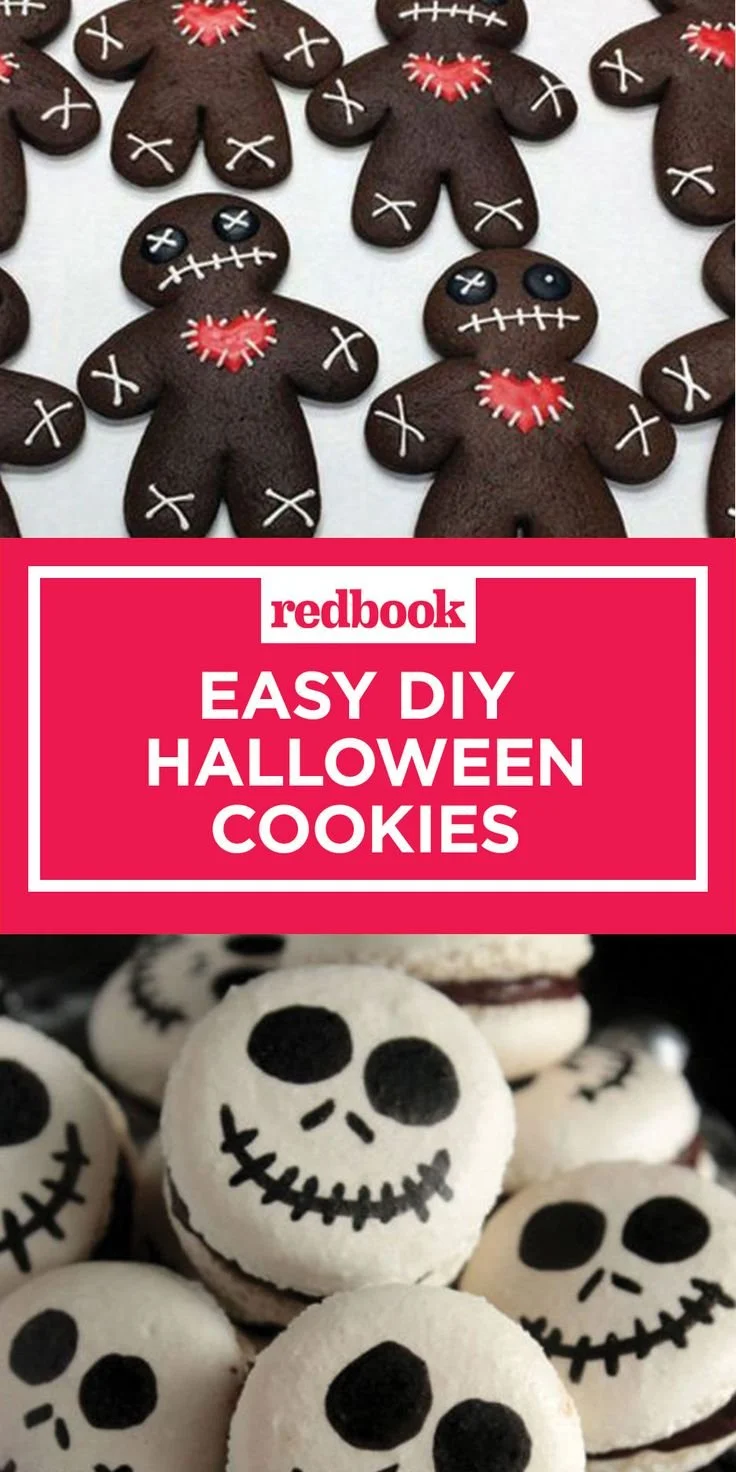 A variety of decorated Halloween cookies showcasing spooky designs.