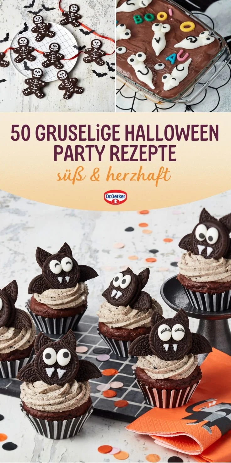 Collection of 50 spooky Halloween recipes for festive treats and party ideas.
