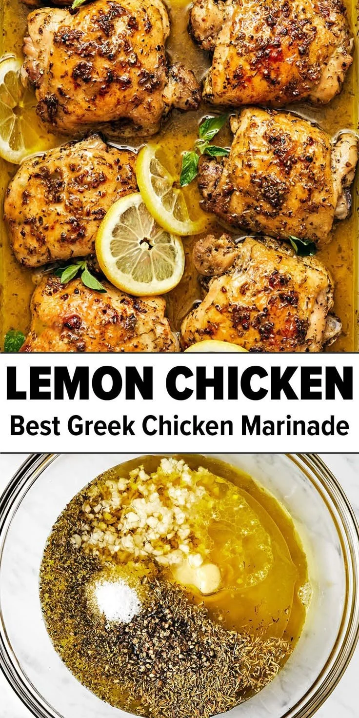 Delicious lemon chicken recipe cooked with fresh herbs and served on a plate