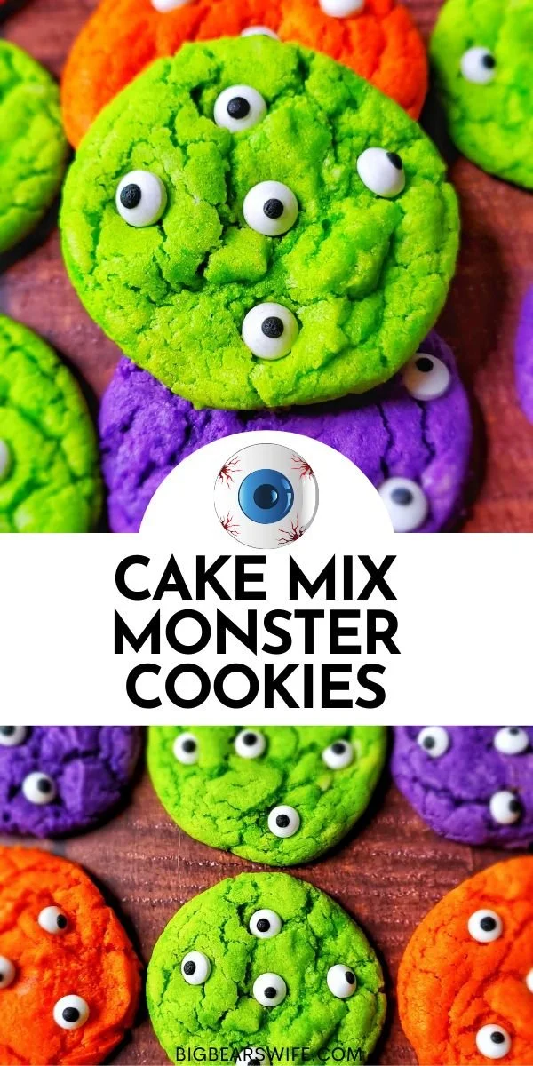 Deliciously spooky cake mix monster cookies decorated for Halloween